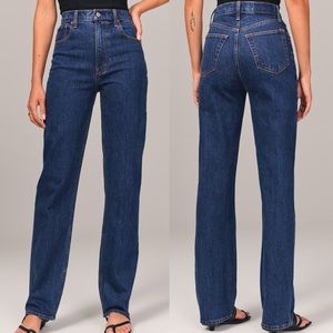 Abercrombie & Fitch Women's Straight Leg Jeans - Dark Blue
